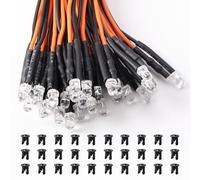 Lyeteung 30 PCS 3mm 12V Prewired LED Diodes Light, Orange, 20cm Prewired LED Light Emitting Diode + 30 PCS 3mm Plastic Holder