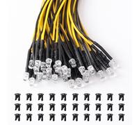 Lyeteung 30 PCS 3mm 12V Prewired LED Diodes Light, Yellow, 20cm Prewired LED Light Emitting Diode + 30 PCS 3mm Plastic Holder