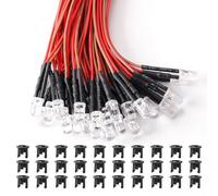 Lyeteung 30 PCS 5mm 12V Prewired LED Diodes Light, Pink, 20cm Prewired LED Light Emitting Diode + 30 PCS 5mm Plastic Holder