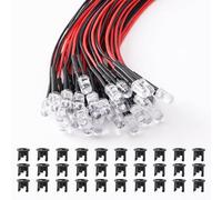 Lyeteung 30 PCS 5mm 12V Prewired LED Diodes Light, Red, 20cm Prewired LED Light Emitting Diode + 30 PCS 5mm Plastic Holder