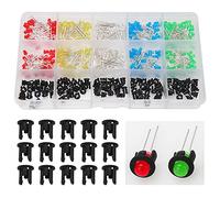 Lyeteung 300 PCS 3mm LED Emitting Diode, 2-Pin Assorted Color LED Emitting Diode Light Kit, Red Green Blue Yellow White 60 PCS per Color, with 100 PCS Plastic LED Holder