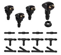 Lyeteung 4 PCS Windshield Washer Wiper Sprayer Nozzle, Universal Front Windscreen Washer Jets Nozzle, Car Front Windshield Wiper Washer Nozzles, with 12 PCS Windshield Washer Hose Connector