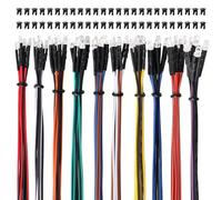 Lyeteung 50 PCS 3mm 12V Prewired LED Diodes Light, 10 Color, 20cm Prewired LED Light Emitting Diode + 50 PCS 3mm Plastic Holder
