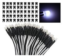 Lyeteung 50 PCS 3mm 12V Prewired LED Diodes Light with Diffused Colored Lens, White, 20cm Prewired LED Light Emitting Diode + 50 PCS 3mm Plastic LED Holder