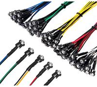Lyeteung 50 PCS 5mm 12V Prewired LED Diodes Light, White Red Yellow Blue Green, 20cm Prewired LED Light Emitting Diode + 50 PCS 5mm Plastic LED Holder