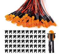 Lyeteung 50 PCS 5mm 12V Prewired LED Diodes Light with Diffused Colored Lens, Orange, 20cm Prewired LED Light Emitting Diode + 50 PCS 5mm Plastic LED Holder