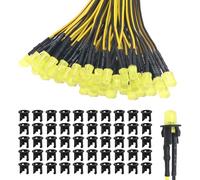 Lyeteung 50 PCS 5mm 12V Prewired LED Diodes Light with Diffused Colored Lens, Yellow, 20cm Prewired LED Light Emitting Diode + 50 PCS 5mm Plastic LED Holder