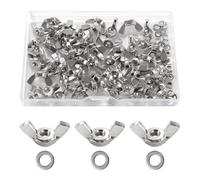 Lyeteung 50 PCS M3 Butterfly Nut, Stainless Steel Wing Nuts, Hand Twist Tighten Ear Wingnuts, with 50 PCS Flat Washers, for DIY Tools, Machinery, Electronic Equipment