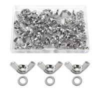 Lyeteung 50 PCS M4 Butterfly Nut, Stainless Steel Wing Nuts, Hand Twist Tighten Ear Wingnuts, with 50 PCS Flat Washers, for DIY Tools, Machinery, Electronic Equipment