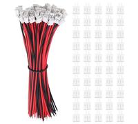 Lyeteung 50 Sets Mini Micro JST 2.0 PH 2 Pin Connector Plug Male with 150mm 22AWG Cable & Female Connector (Red Black)