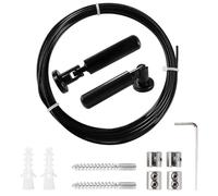 Lyeteung 5m Wall Mount Curtain Wire Rod Set, Hanging Wire Curtain Drape Rod, for Light/Lamp Photos Art Projects Clothesline, Black