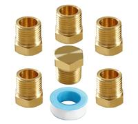 Lyeteung 6 PCS G1/8 Brass Hexagonal External Thread Cap, Brass Blanking Stop Caps, Hose Caps Hexagonal Brass Fitting Pipe Cap, with Raw Material Tape, for Valve Pipe Fittings