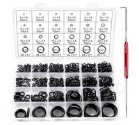 Lyeteung 600 PCS 24 Sizes O-Ring Gasket Kit, Nitrile Rubber O Ring Assortment Kit with Double Headed Pick and Hook, for Plumbing Washer Seal & Auto Quick Repai, Black