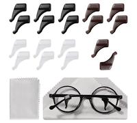 Lyeteung 9 Pairs 20x11 mm Glasses Ear Grips, Silicone Glasses Temple Holders, Anti Slip Ear Hook Grip, Glasses Grips Behind Ears, with Glasses Cloth, for Spectacle, Reading Glasses, White/Black/Brown
