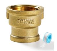Lyeteung G3/4 to G1/2 Brass Reducing Sleeve, Female Thread Fitting Brass Fittings, Brass Reducing Coupling Connector, with Plumbers Tape, for Pipe Connection