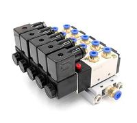 LYEUXHJPX Solenoid Valve Multi-Way Combination 4V210-08 Manifold Stations DC12V 24V AC220V with Fittings 5 Port 2 Position Solenoid Valves(Onecolor,4 Row 6mm fitting)