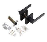 LYEUXHJPX Three-Pole Lock with Red and Green Indicator Indoor Door Handle Single Tongue 1Pcs(Matt Black)
