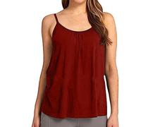LYEVA Loose-fitting Tank Top With Built-in Bra,Women's Relaxed Fit Camisole Tank Top,Summer Yoga Workout Exercise Tops (Red,L)