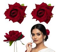 LYF5STAR Handmade Bride Red Rose Floral Juda Pin For Women| Elegant Rose Wedding Hair Accessories |Traditional Indian Hair Accessories for Women & Girls|Pack Of 2