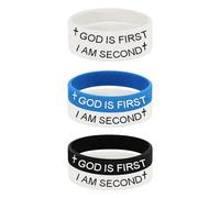 Lyfange 12mm God is First I am Second Bracelet for Men Women GOD IS FIRST IM SECOND Bracelets Christian Rubber Inspirational Bible Verses Bracelets Religious Faith Jewelry Gift, M, Alloy Steel, no