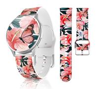 Lyfatz Cute Watch Band Compatible with Garmin Venu 4 45mm, 22MM Soft Silicone Hibiscus Strap for Garmin Venu 3/Venu 2/Forerunner 570 47mm/970/965/955/265/255 Smartwatch for Women Men