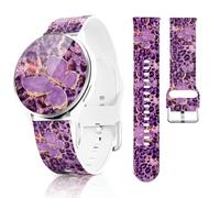 Lyfatz Watch Band Compatible with Garmin Forerunner 70, 20MM Silicone Butterfly Pattern Strap for Vivoactive 6 / Vivoactive 5, Forerunner 170 /Forerunner 165 Smartwatch for Women Men Purple-Leopard