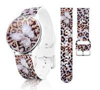 Lyfatz Watch Band Compatible with Garmin Forerunner 70, 20MM Soft Silicone Butterfly Pattern Strap for Vivoactive 6 / Vivoactive 5, Forerunner 170 /Forerunner 165 Smartwatch for Women Men Leopard