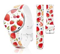 Lyfatz Watch Band Compatible with Garmin Forerunner 70, 20MM Soft Silicone Strap for Garmin Vivoactive 6 / Vivoactive 5, Forerunner 170 /Forerunner 165 Smartwatch for Women Men Strawberry and Peach