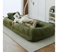 LYFDPN Large Bean Bag Bed Folding Sofa Bed Floor Mattress for Adults, Large Human Dog Bed with 6-Position Adjustable Backrest (greener)