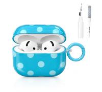LYFDTFVE Cute Case for AirPods 4th Gen, Blue Polka Dot Hard Cover with Keychain