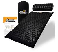 LyfeFocus Acupressure Mat & Pillow Set with Travel Bag, Black & Black