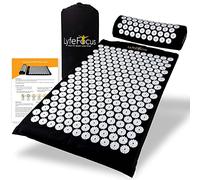 LyfeFocus Acupressure Mat & Pillow Set with Travel Bag, Black & White