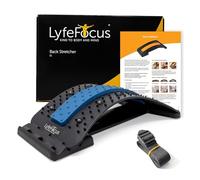 LyfeFocus Back Stretcher & Acupressure Massager for Back & Neck Pain - Comfortable Adjustable Spine Stretcher Posture Corrector - Spine Board Lumbar Support - Magnetic Therapy & Chair Strap (Blue)