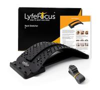 LyfeFocus Back Stretcher & Acupressure Massager for Back & Neck Pain - Comfortable Adjustable Spine Stretcher Posture Corrector - Spine Board Lumbar Support - Magnetic Therapy & Chair Strap (Black)