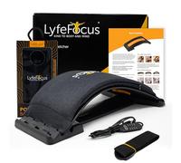 LyfeFocus Back Stretcher With Heated Memory Foam Cover For Back Pain & Muscle Tension - Comfortable Adjustable Spine Stretcher Posture Corrector - Lumbar Support with Chair Strap, Control & Power Bank