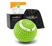 LyfeFocus Massage Ball with 4 Safety Approved Vibration Settings for Pain and Muscle Tension Relief - Specialist Approved Sports Trigger Point Massage Roller Ball - with Carry Bag (Green)
