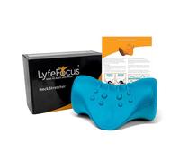 LyfeFocus Neck Stretcher with Heat for Back & Neck Pain - Neck Support Posture Corrector with Firm Nodes Designed to Relieve Muscle Tension (Blue, No Heat)