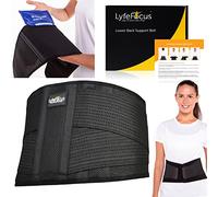 LyfeFocus Premium Adjustable Lower Back Support Belt for Men & Women - Breathable Lumbar Support Brace Supplied with Reusable Hot Cold Pack for Pain & Muscle Tension Relief (Check Size Table: Medium)