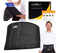 LyfeFocus Premium Adjustable Lower Back Support Belt for Men & Women - Breathable Lumbar Support Brace Supplied with Reusable Hot Cold Pack for Pain & Muscle Tension Relief (Check Size Table - XXL)