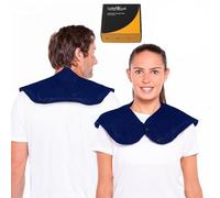 LyfeFocus Reusable Hot & Cold Pack Gel Heat Wrap for Neck & Shoulder Pain - Flexible, Microwaveable & Freezable Ice Pack - Shoulder Heat Pad for Tension & Pain Relief - Blue Protective Cover