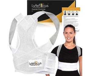 LyfeFocus S1 Posture Corrector Back Brace, White, Medium