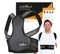 LyfeFocus S1 Premium Breathable Back Posture Corrector for Men & Women - Upper Back Support, Back Brace & Straightener - Effective Posture Correction for Neck, Shoulder & Back Pain (Black, Large)