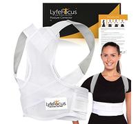 LyfeFocus S1 Premium Invisible Breathable Back Posture Corrector for Men & Women - Upper Back Support Brace & Straightener - Effective Posture Correction for Neck, Shoulder & Back Pain (White, Large)