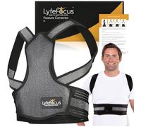 LyfeFocus S3 Posture Corrector, Metal Upper Back Brace, Black, Large