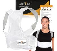 LyfeFocus S3 Posture Corrector, Metal Upper Back Brace, White, Large