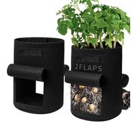 LYFETC 2 Pack 15 Gallon Potato Grow Bags, Thickened Nonwoven Fabric Grow Bags with 2 Windows and 2 Reinforced Handle, Planting Bags for Potato, Vegetable and Fruits