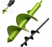 LYFETC 2 Pack Garden Auger Drill Bit Set, 80x300mm & 40x220mm, Green Coated Steel, Spiral, Hex Shank, Ideal for Planting, Post Holes, Mixing Soil & Fertilizers
