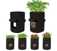 LYFETC 4 Pack 15 Gallon Potato Grow Bags, Thickened Nonwoven Fabric Grow Bags with 2 Windows and 2 Reinforced Handle, Planting Bags for Potato, Vegetable and Fruits