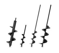 LYFETC 4pcs Garden Auger Drill Bit Set - Planting Auger, Spiral Drill Bit, Bulb Planter, Post Hole Digger, Black