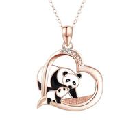 LYFHJD Accessorie Panda Necklace For Women And Girls, Cute Panda Heart Necklace For Lovely Animal Bear, Panda Jewelry, Red Panda Necklace For Girls, Panda Locket, Panda Coin Pendant